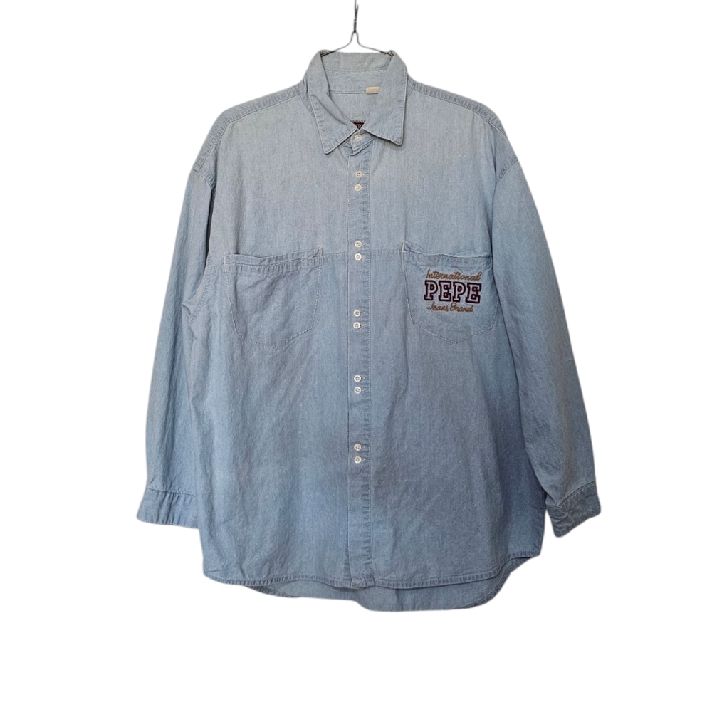 Vtg Pepe Brand Denim Men's Button Up Shirt Med